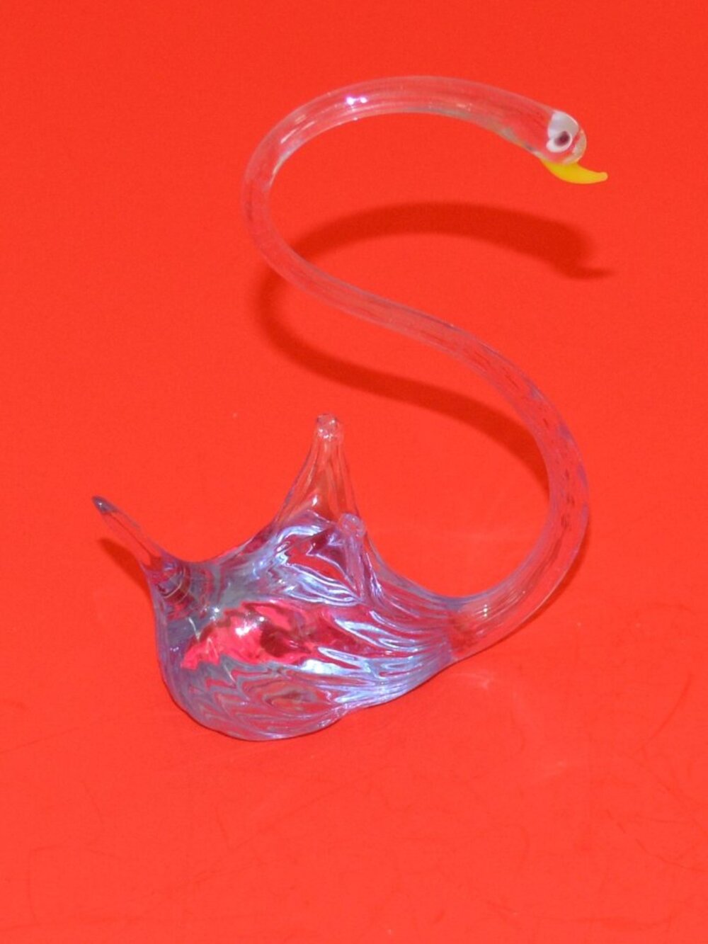 Clear Hand-Blown Art Glass Swan Figurine – Elegant Curved Neck Sculpture
